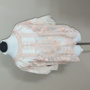 Altar'd State shimmery copper embroidered sheer blouse, size L